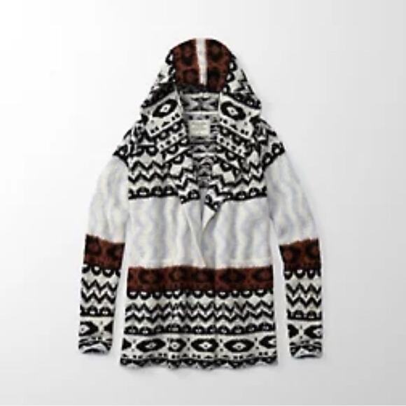 Abercrombie & Fitch Women's Aztec Alpaca Wool Blend Long Hooded Cardigan Size S - Picture 6 of 14